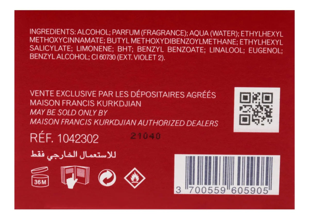 Perfume Maison Francis Kurkdjian Baccarat Rouge 540 70 Ml
