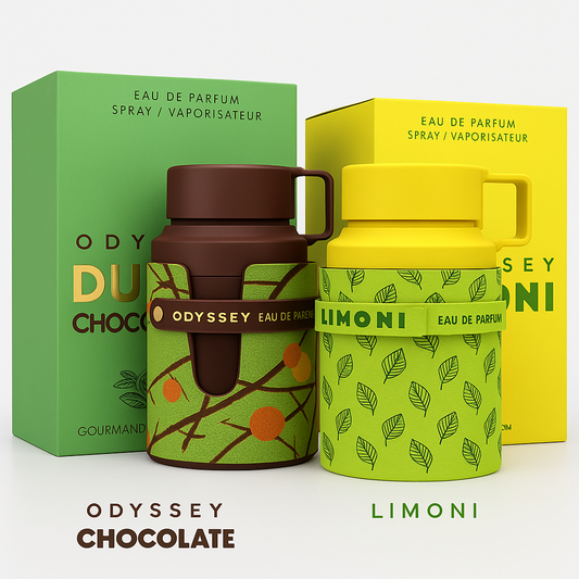 Odyssey Dub Chocolate Eau de Parfum (Gourmand Edition) | Odyssey Limoni Eau de Parfum (Fresh Edition)