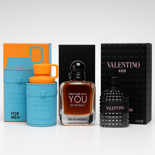 Combo Alta Gama Hombre | Armaf Odyssey Mandarin Sky  | Stronger With You | Valentino Uomo Born in Roma | 100 ML