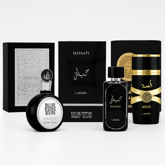 Combo Arabes | Fakhar Lattafa  | Hayaati Lattafa | Asad Lattafa | 100 ML | Estuche de Lujo