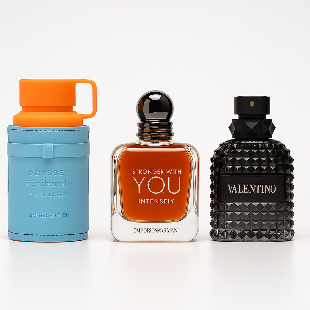 Combo Alta Gama Hombre | Armaf Odyssey Mandarin Sky  | Stronger With You | Valentino Uomo Born in Roma | 100 ML